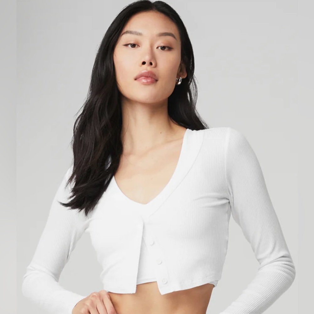 Ribbed Cropped Whisper Cardigan